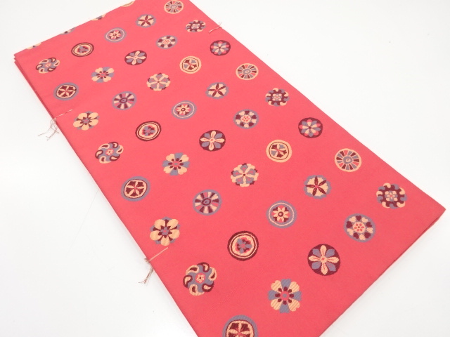 JAPANESE FUKURO OBI / UNUSED / WOVEN FLOWER ROUNDEL